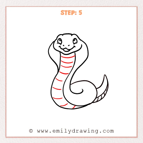 how to draw a king cobra - Step 5